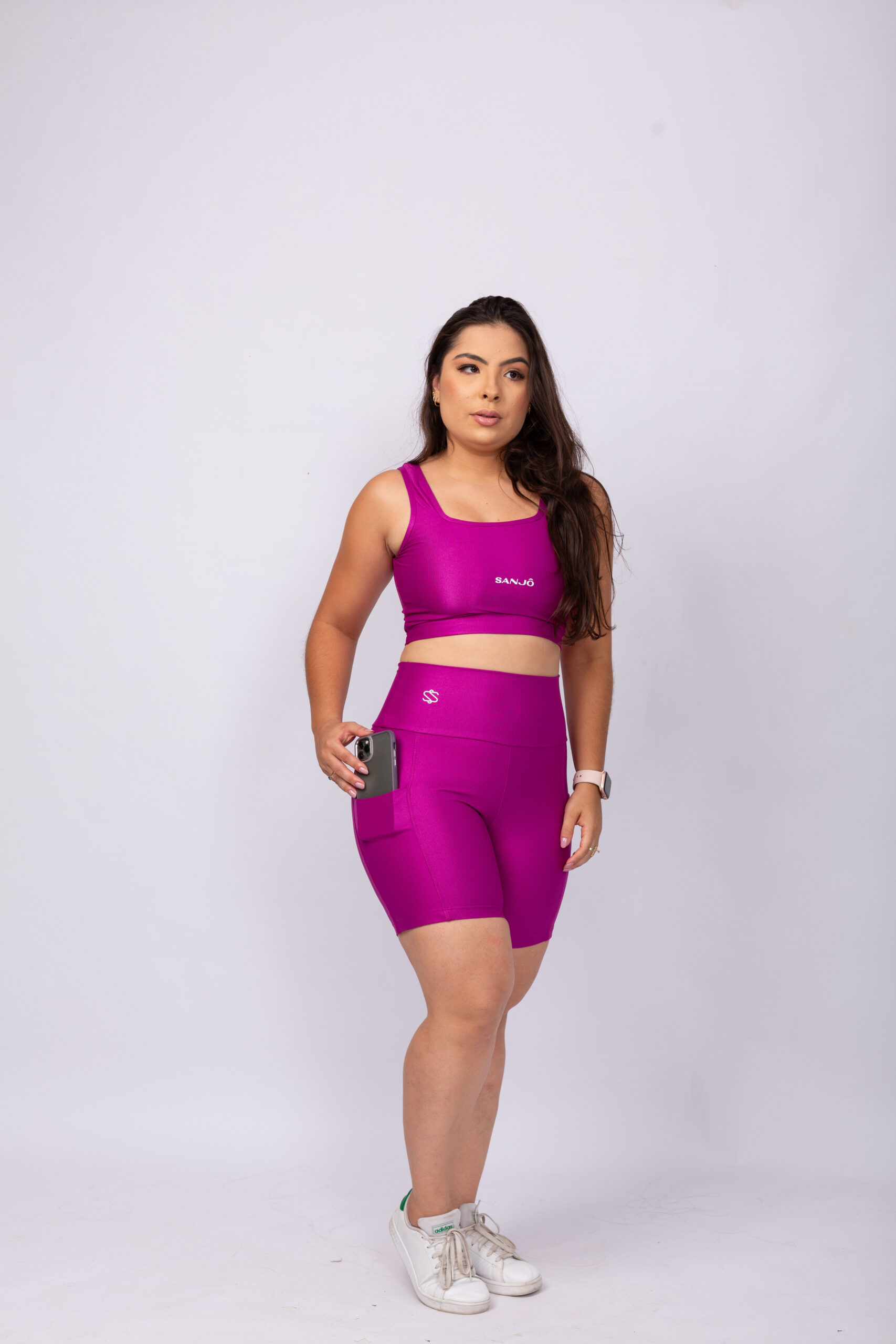 Conjunto de Short Bolso Fúcsia Tamanho Único Compressão - Imagem 2