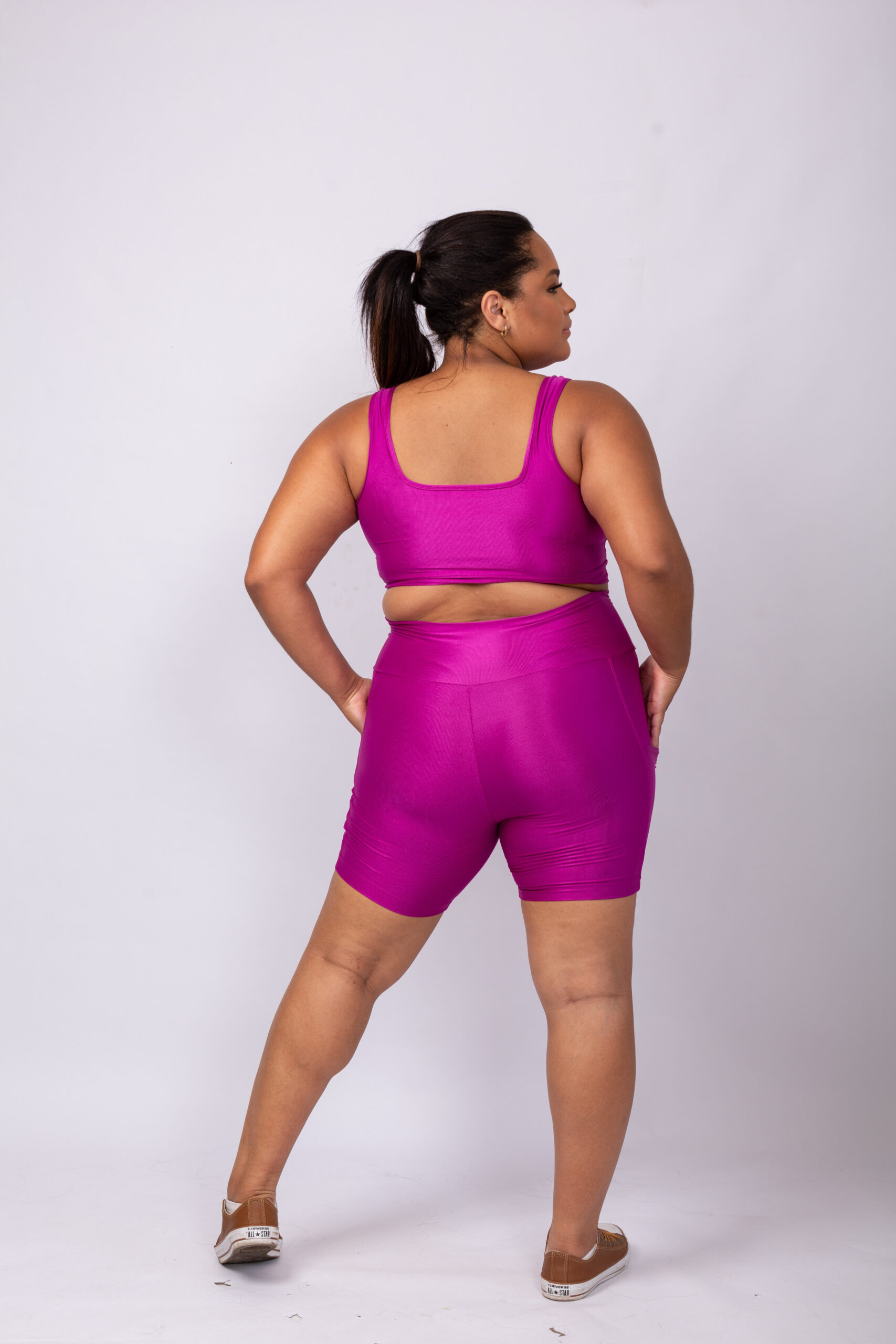 Conjunto de Short Bolso G Fúcsia Compressão - Imagem 3