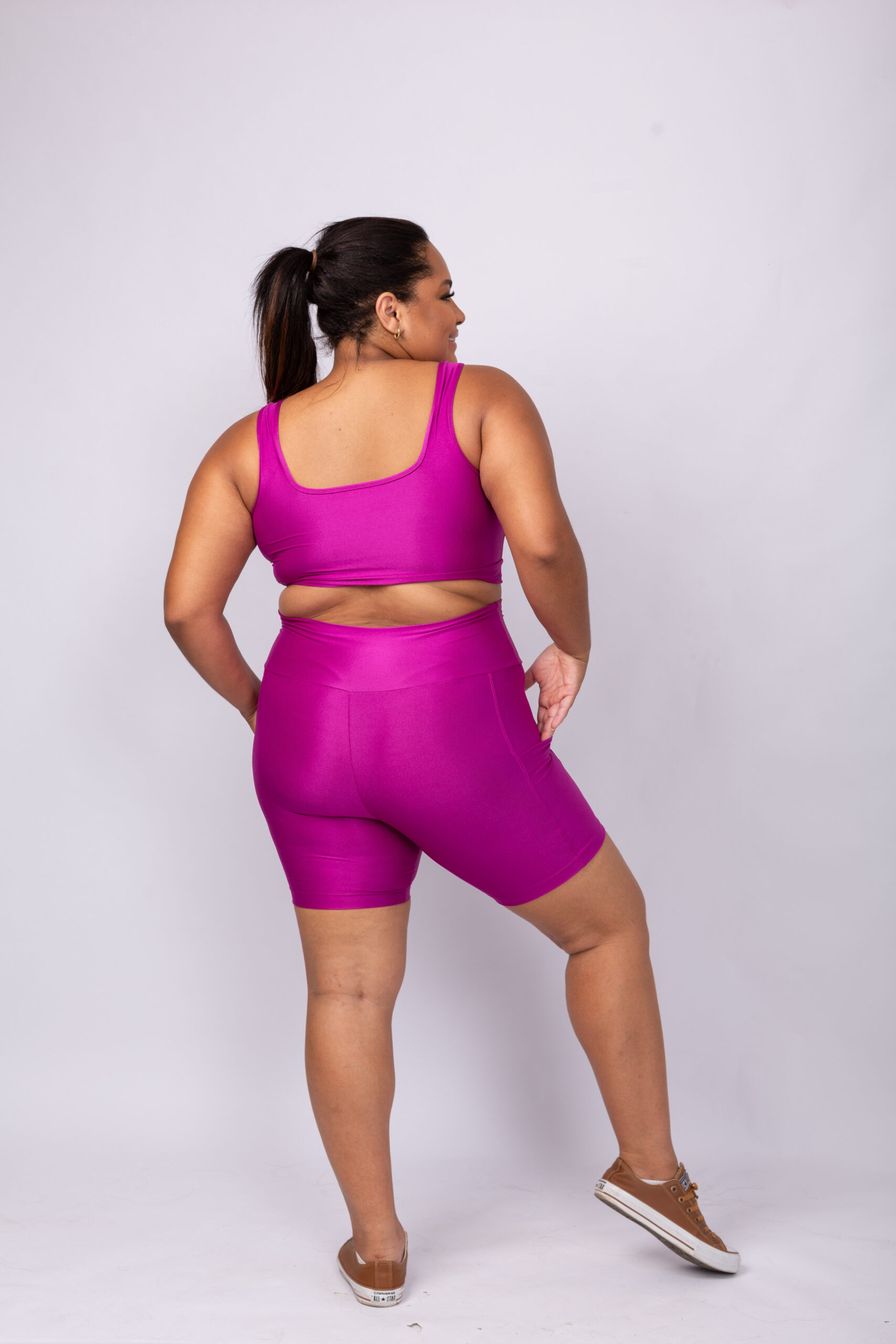 Conjunto de Short Bolso G Fúcsia Compressão - Imagem 4