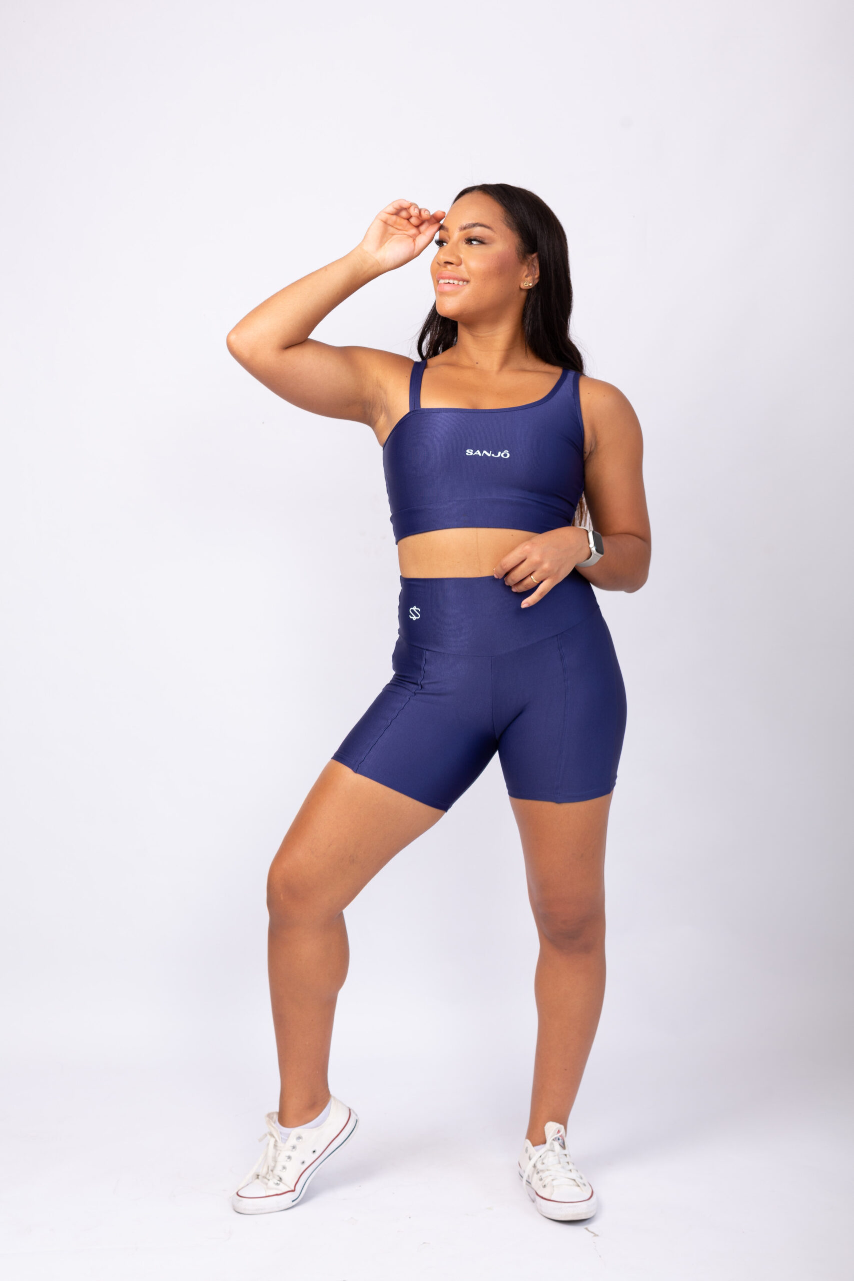 Conjunto de Short Bela Azul Marinho Tamanho Único Compressão