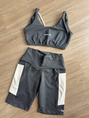 Conjunto de Short Bolso Cinza Mescla