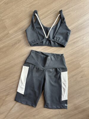 Conjunto de Short Bolso Cinza Mescla