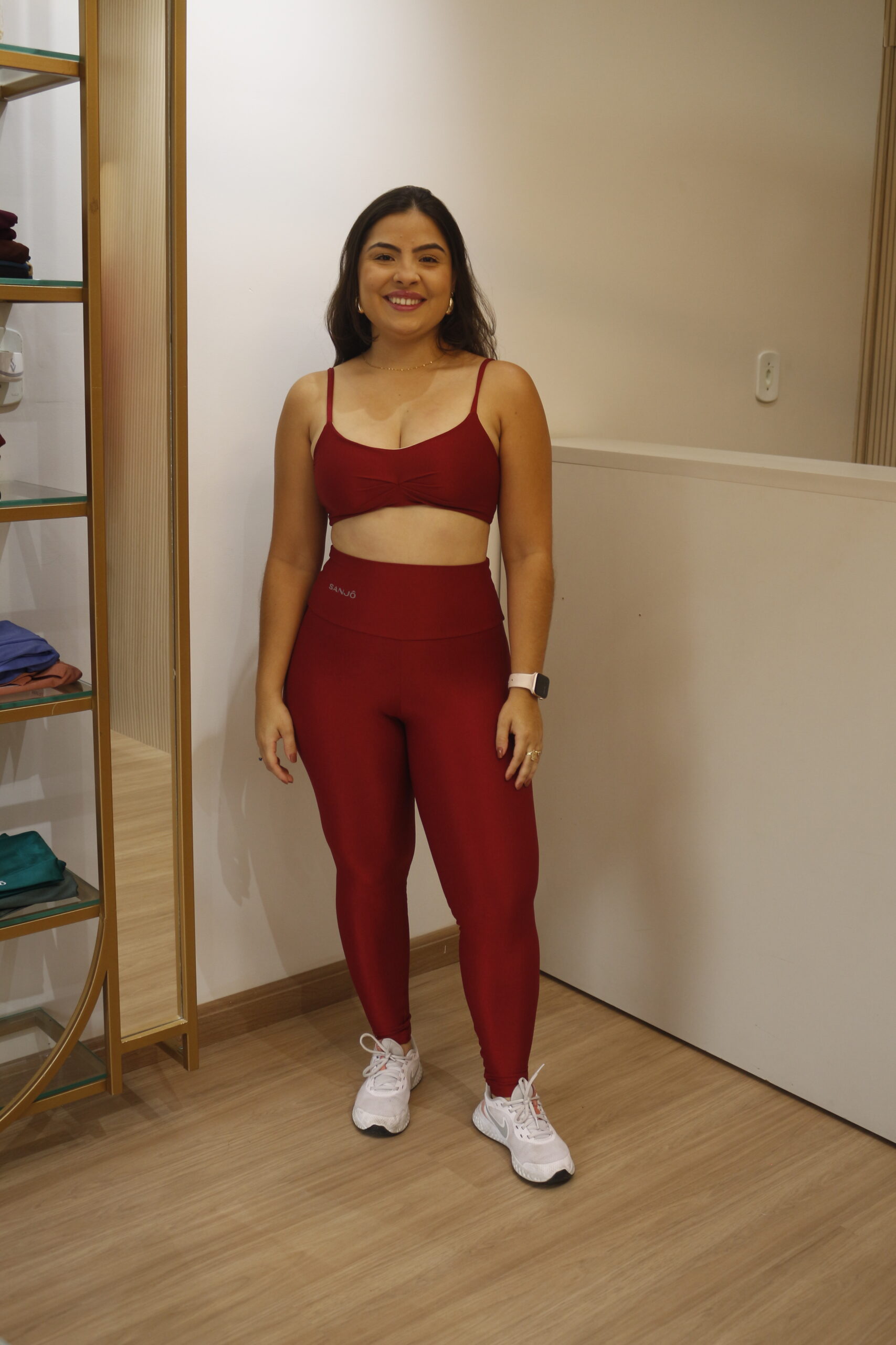 Conjunto de Legging Olívia Red Cherry Tamanho Único Compressão - Imagem 4