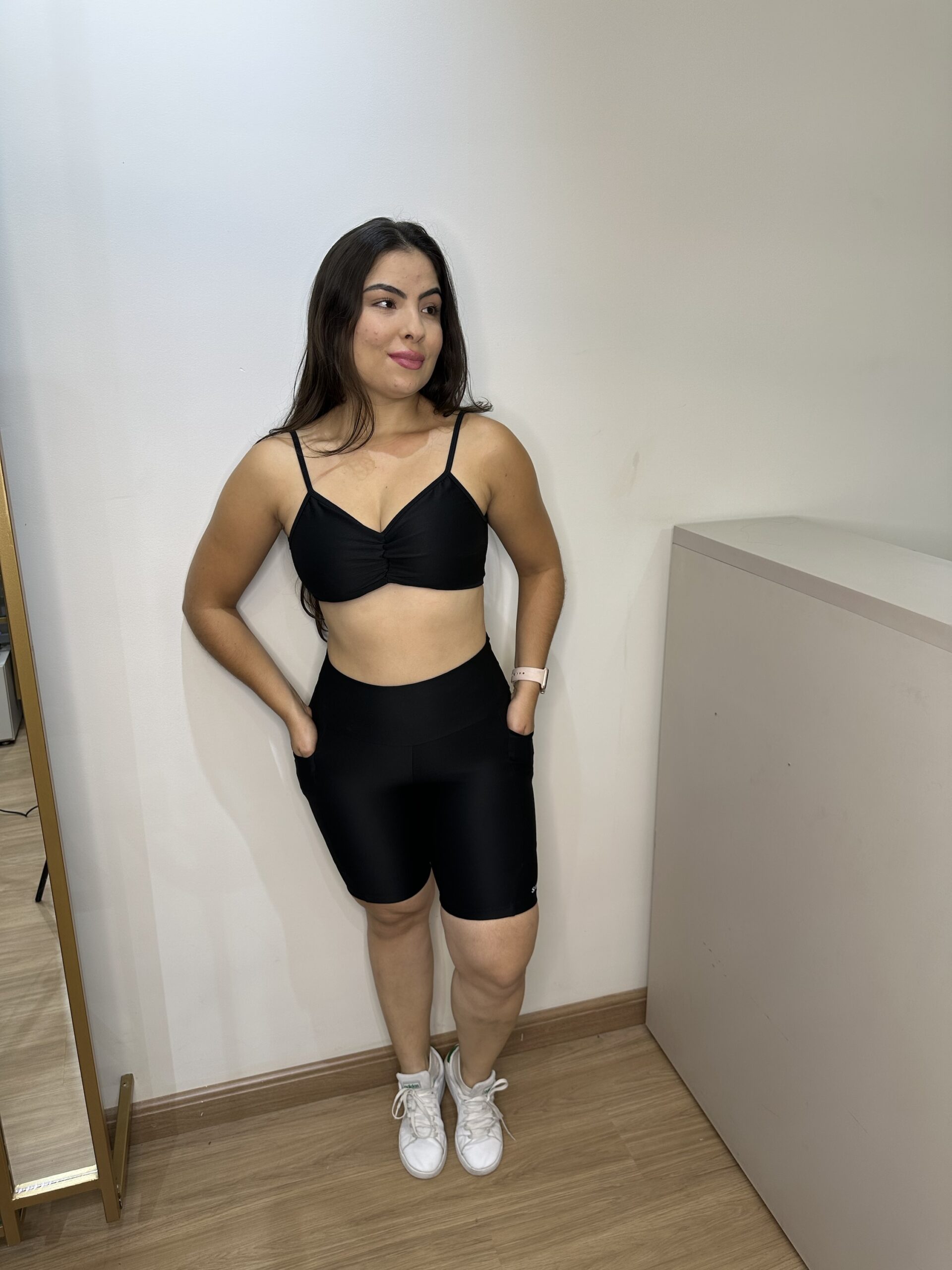 Conjunto com Bolso Preto Compressão