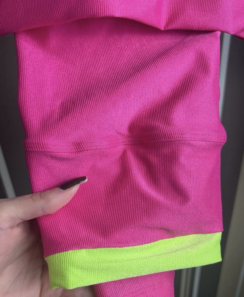 Conjunto de Legging Bicolor Trança Pink com Lima Compressão - Imagem 5