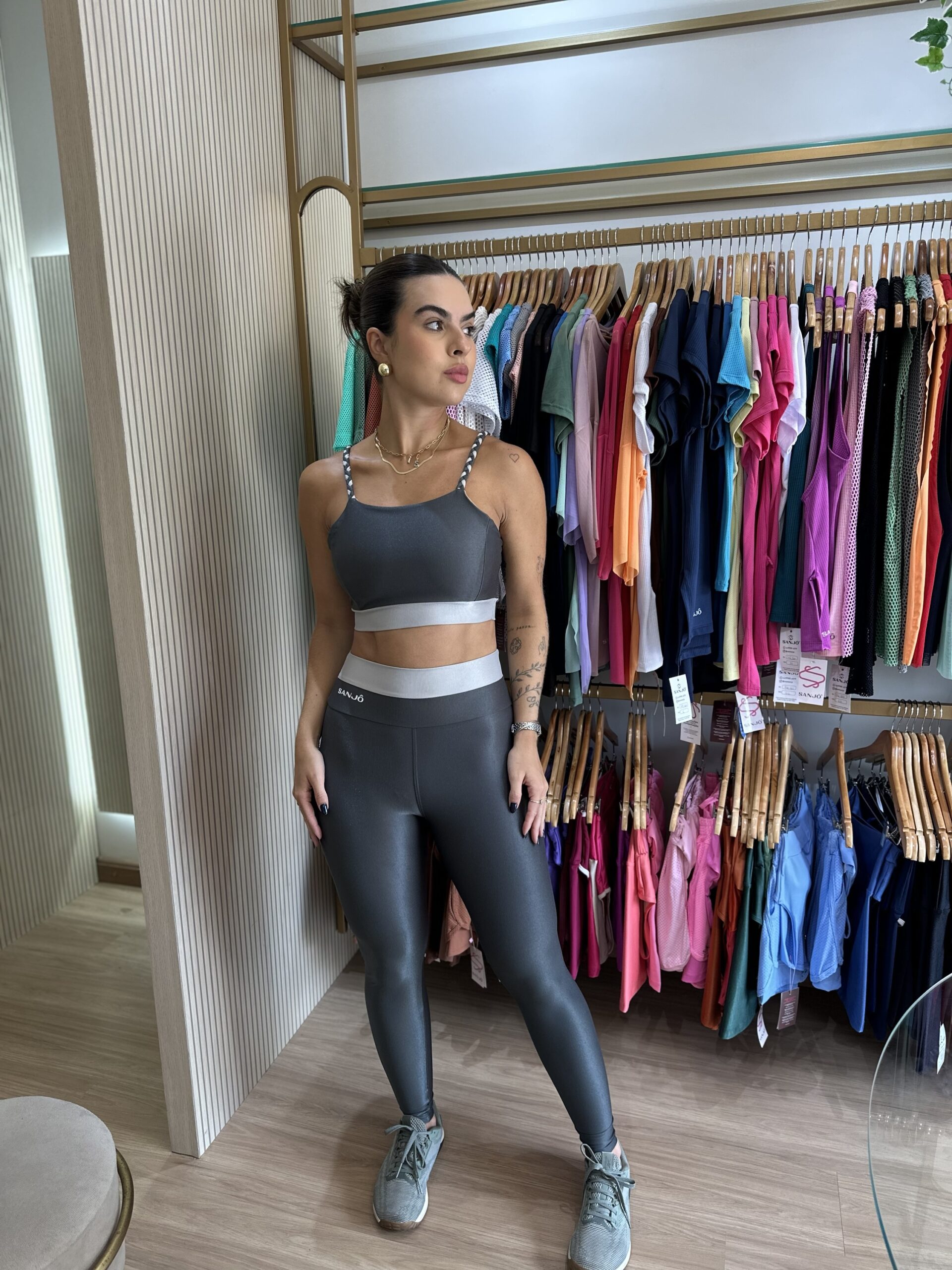 Conjunto de Legging Bicolor Trança Grafite com Prata - Imagem 3