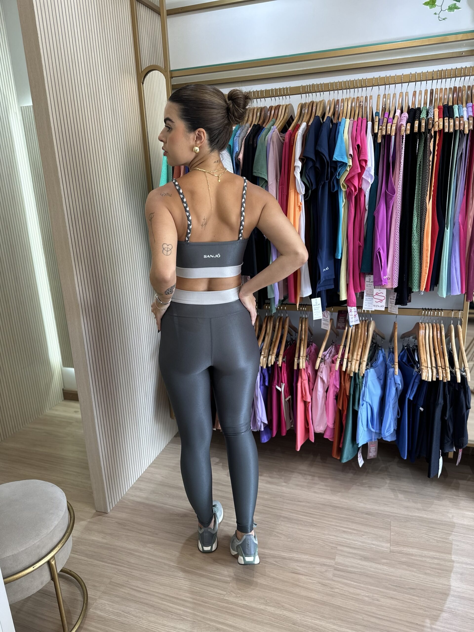 Conjunto de Legging Bicolor Trança Grafite com Prata - Imagem 2