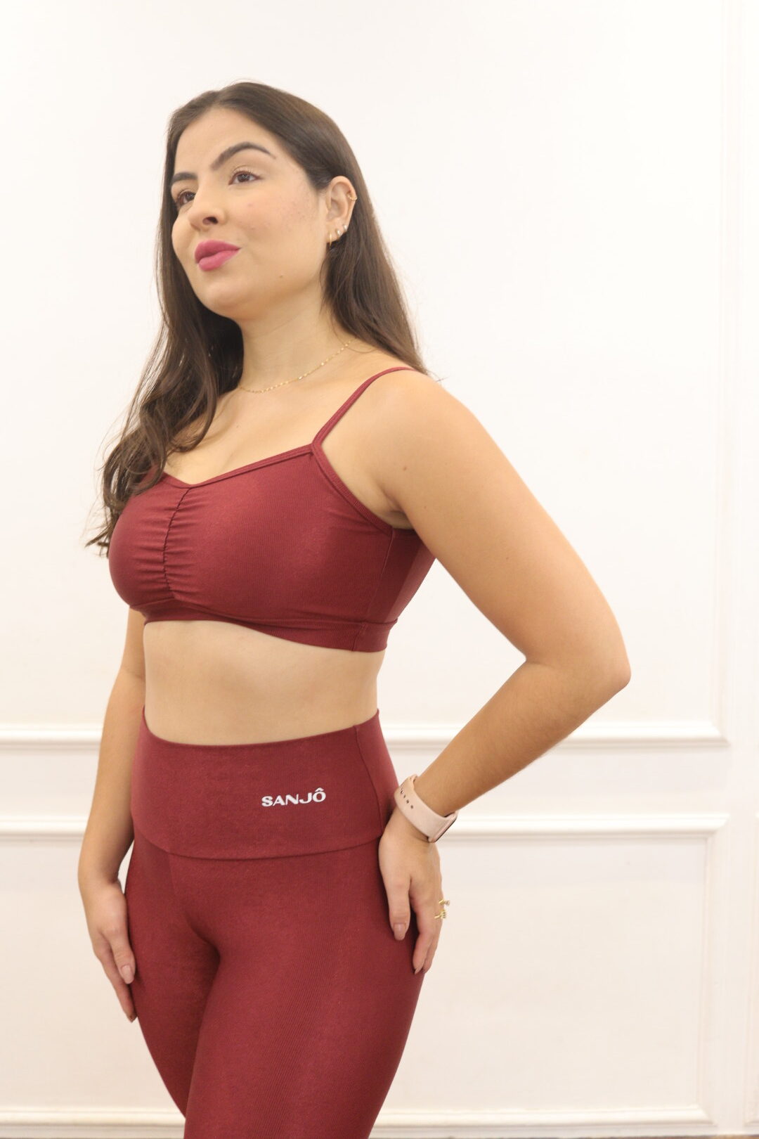 Conjunto de Legging Carla Marsala Tam Único Compressão