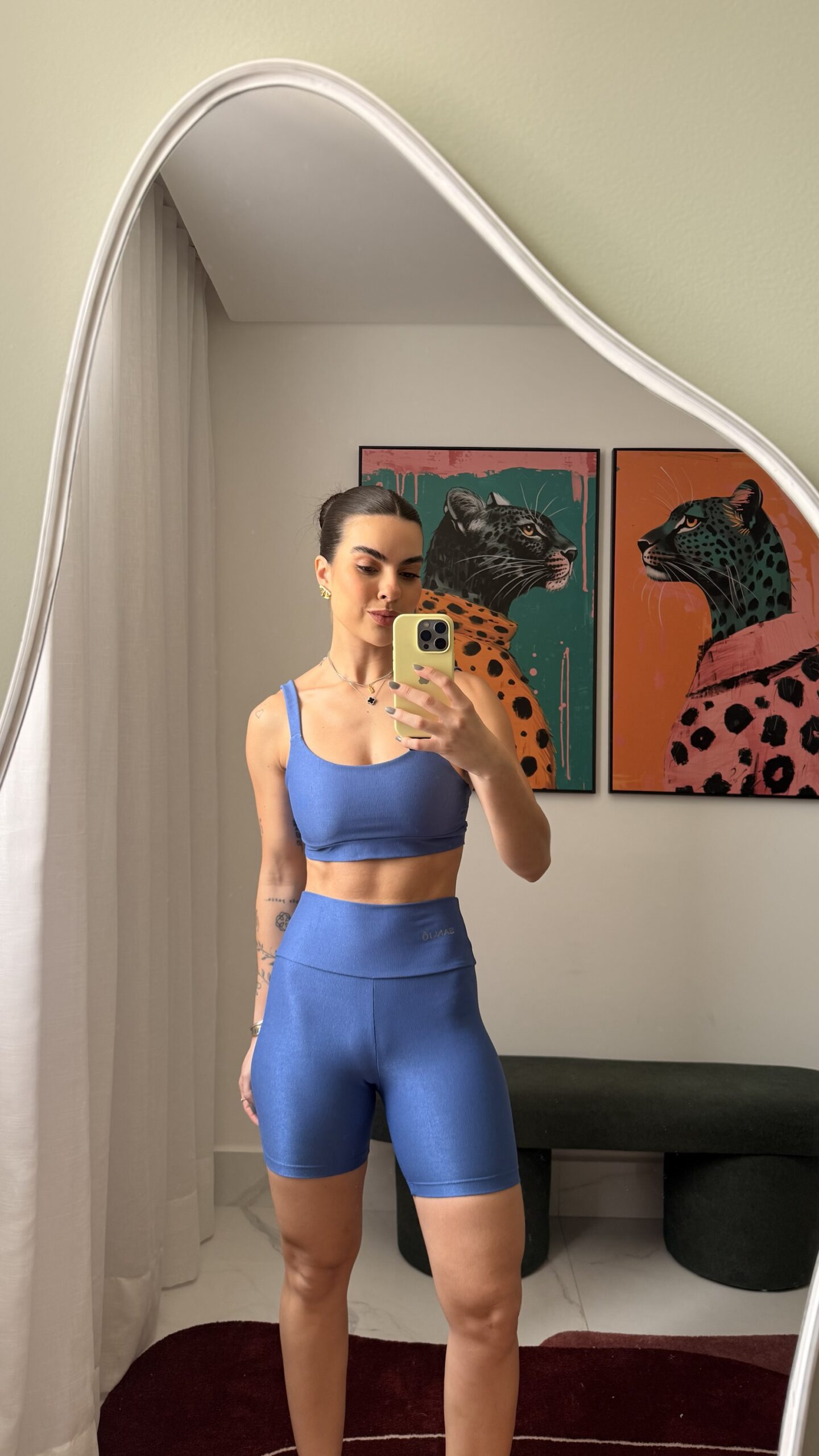 Conjunto de Short Top Faixa Tamanho Único Compressão Azul - Imagem 5