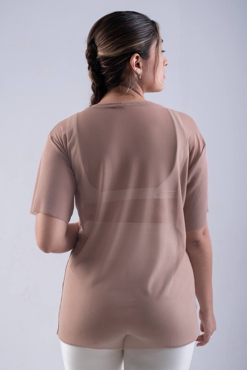 Blusa Tule Chocolate Tamanho Único - Imagem 3