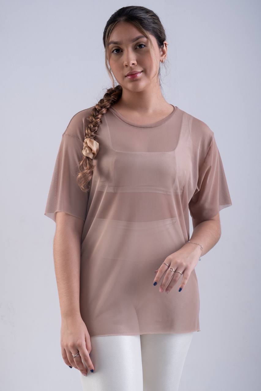 Blusa Tule Chocolate Tamanho Único - Imagem 2