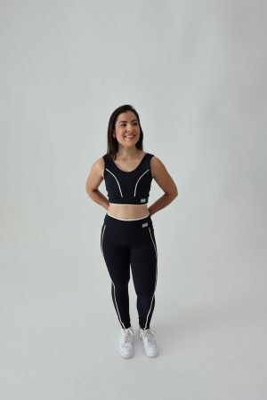 Legging Run Preto com Creme