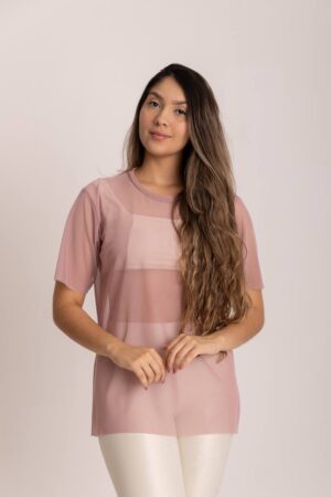 Blusa Tule Rosa Queimado Tamanho Único
