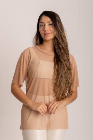 Blusa Tule Cappuccino Tamanho Único