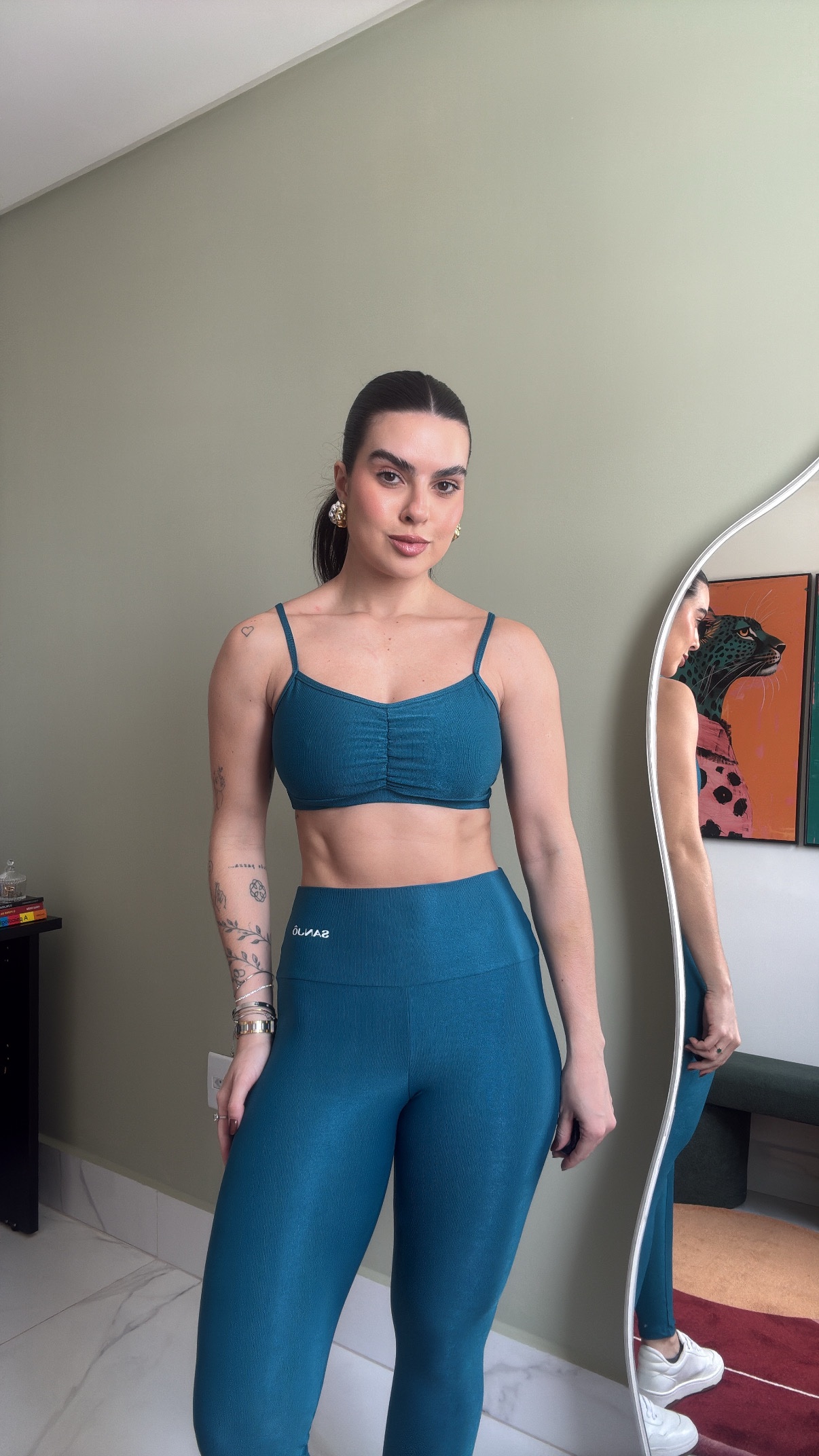 Conjunto de Legging Carla Azul Petróleo Tam Único Compressão
