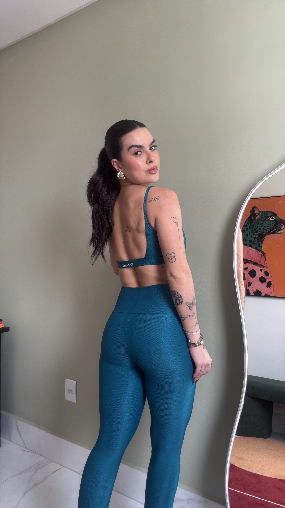 Conjunto de Legging Carla Azul Petróleo Tam Único Compressão - Imagem 2