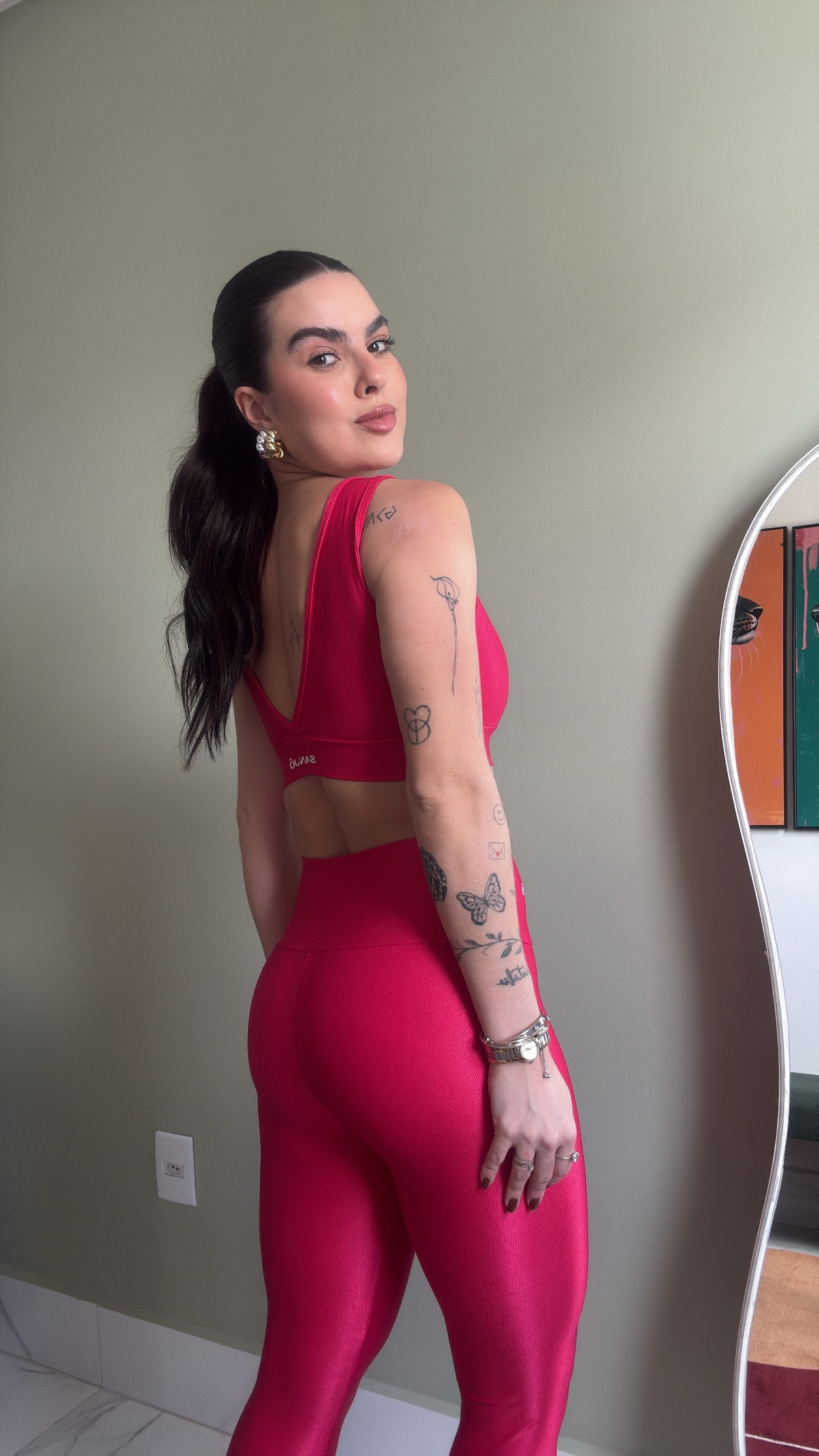 Conjunto de Legging Márcia Rubro Tam Único Compressão