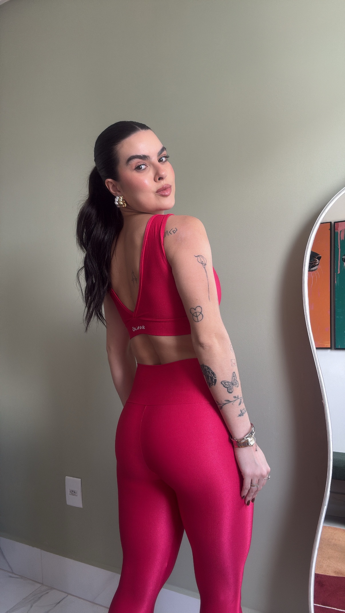 Conjunto de Legging Márcia Rubro Tam Único Compressão - Imagem 4