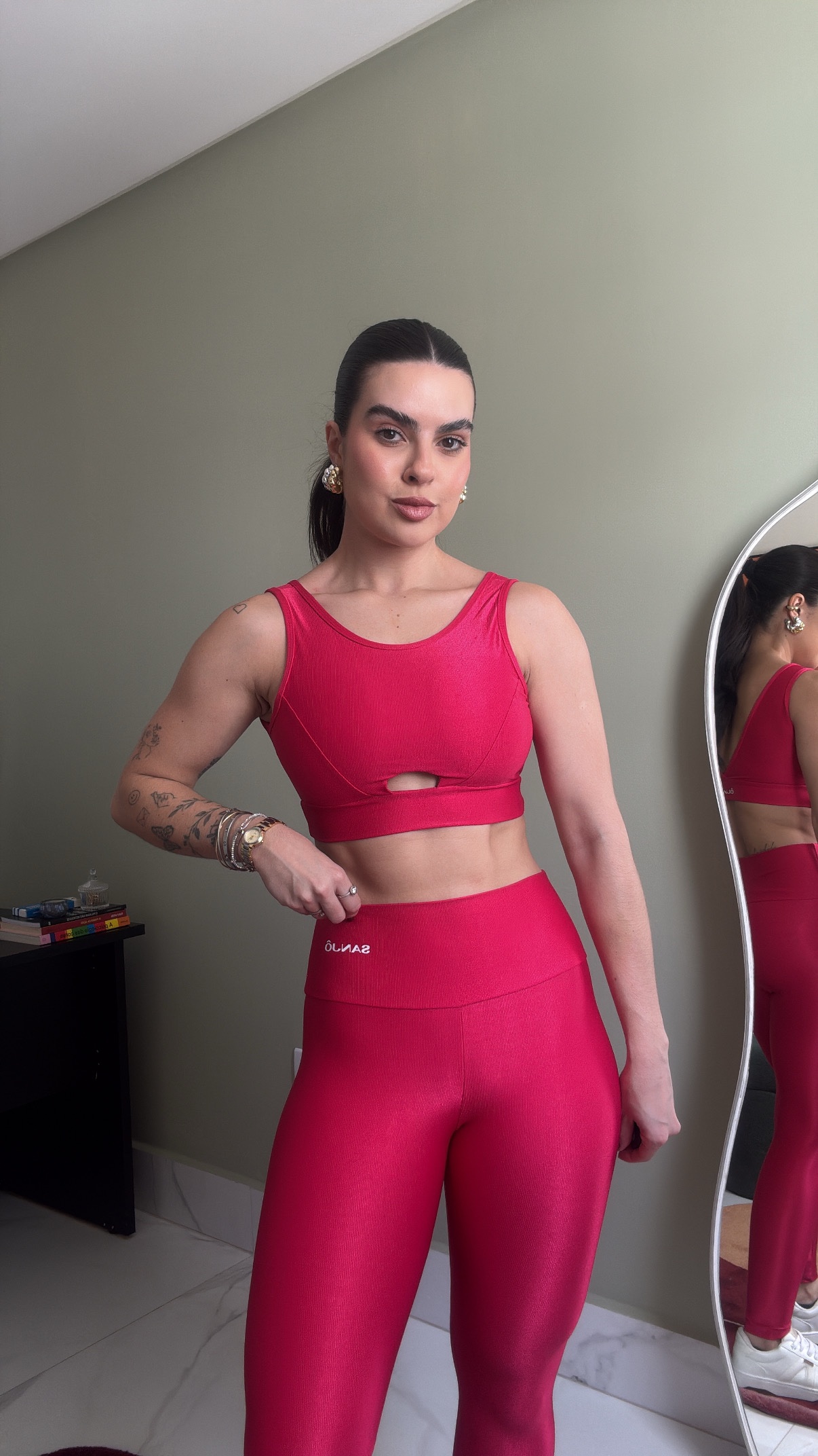 Conjunto de Legging Márcia Rubro Tam Único Compressão - Imagem 3