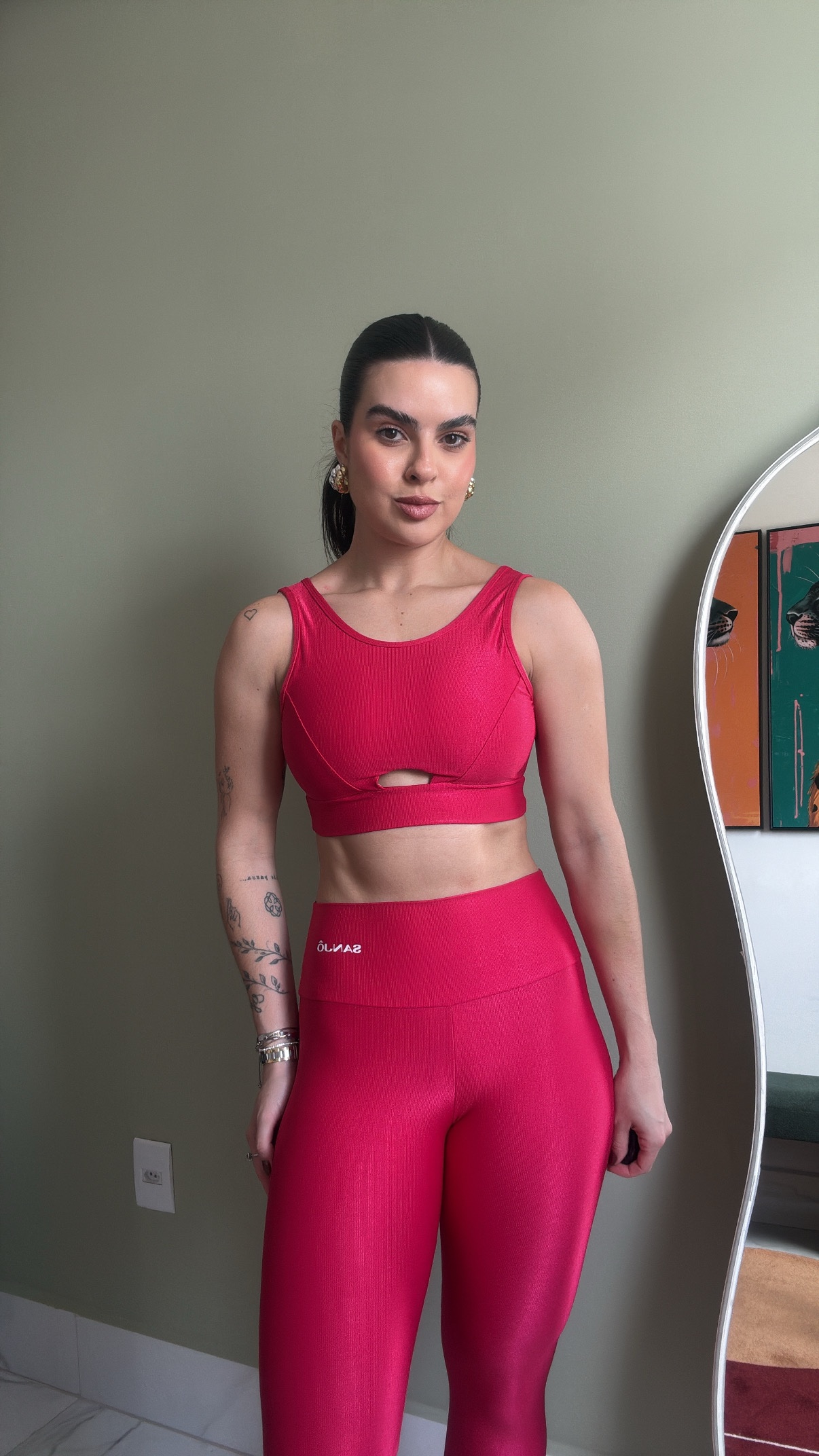 Conjunto de Legging Márcia Rubro Tam Único Compressão - Imagem 2