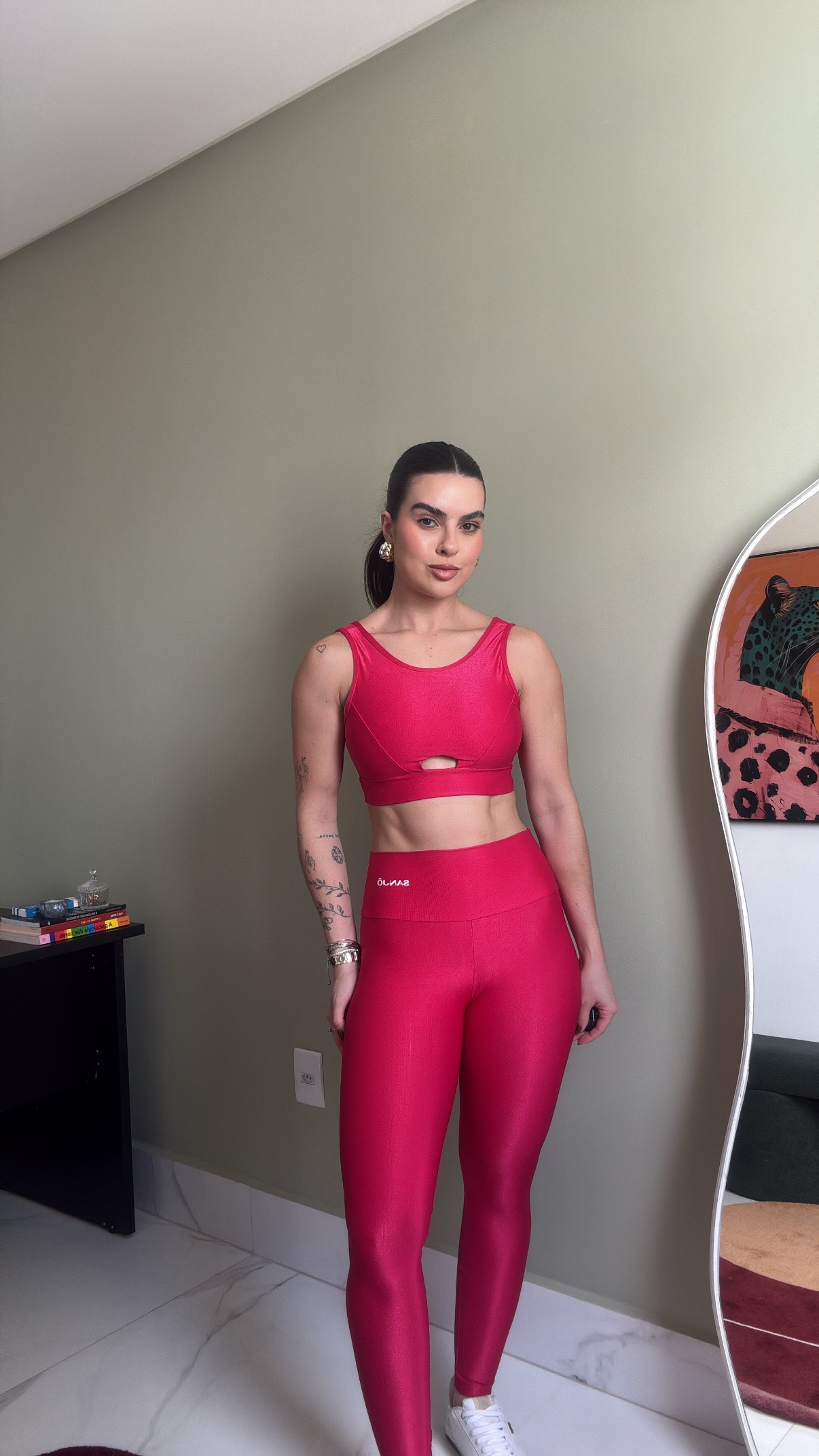 Conjunto de Legging Márcia Rubro Tam Único Compressão - Imagem 5