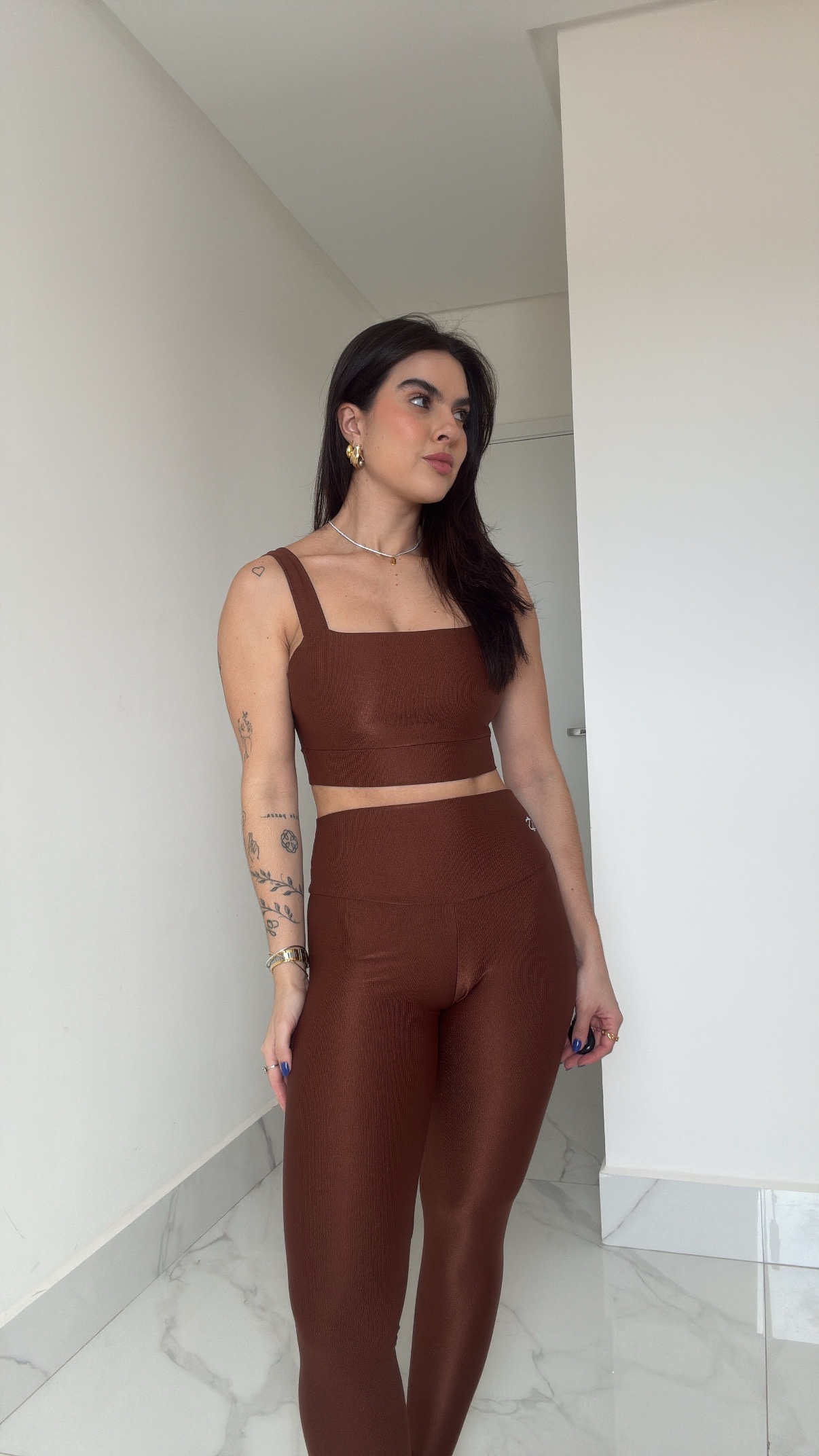 Conjunto Luísa Chocolate Tam Único Média Compressão