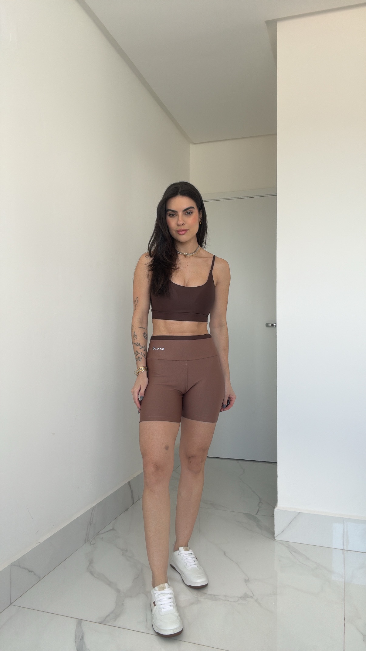 Conjunto de Short Basic Marrom com Castanho Bicolor - Imagem 4