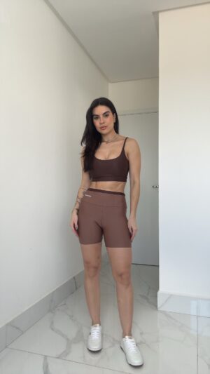 Conjunto de Short Basic Marrom com Castanho Bicolor