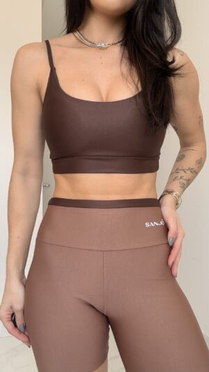 Conjunto de Short Basic Marrom com Castanho Bicolor