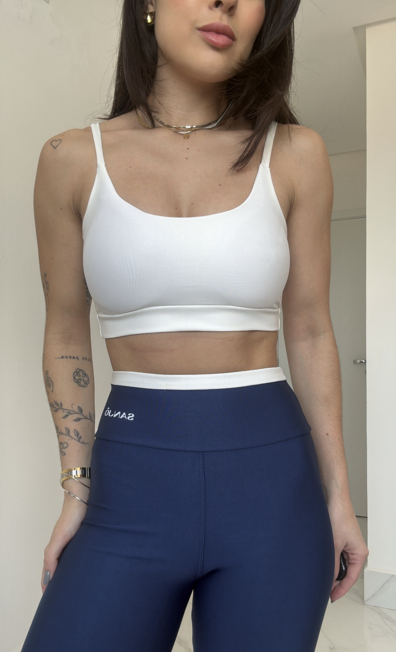 Conjunto de Short Basic Branco com Azul Marinho Bicolor - Imagem 4