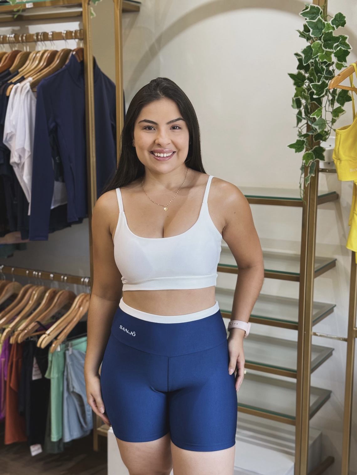 Conjunto de Short Basic Branco com Azul Marinho Bicolor - Imagem 3