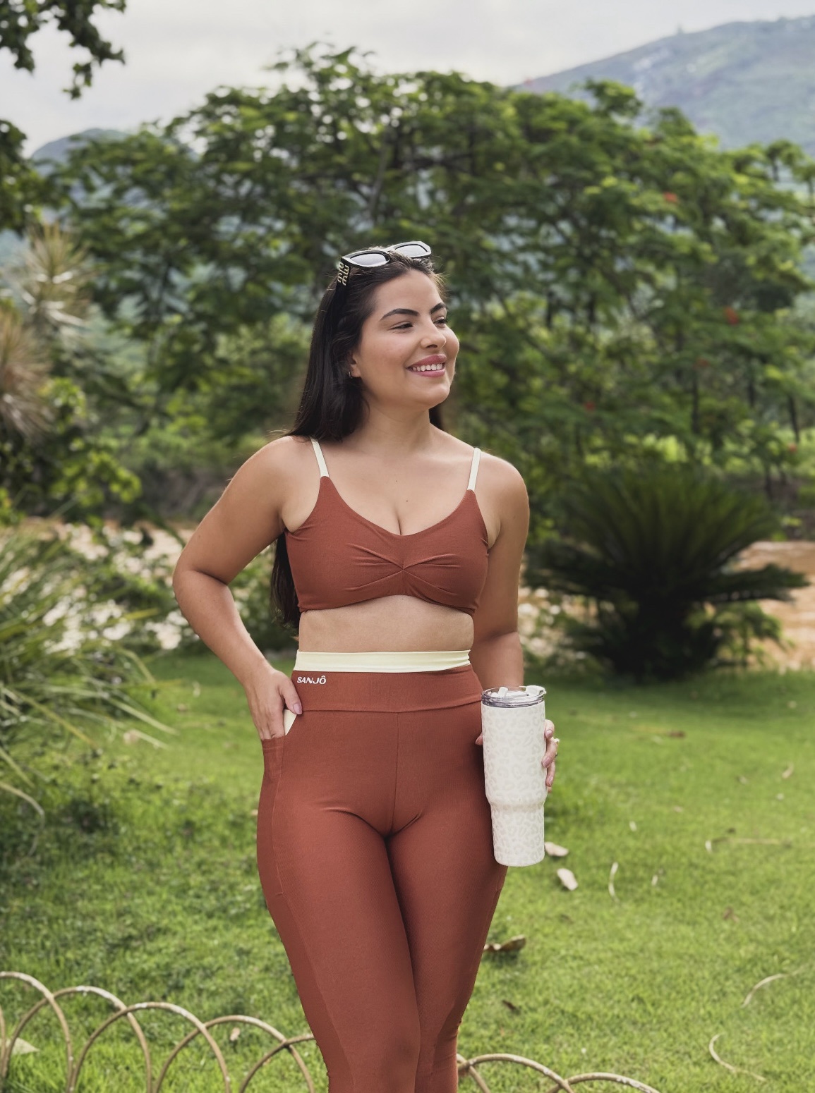 Conjunto Lara com Bolso Doce de Leite e Amarelo Manteiga Tam Único Compressão - Imagem 5