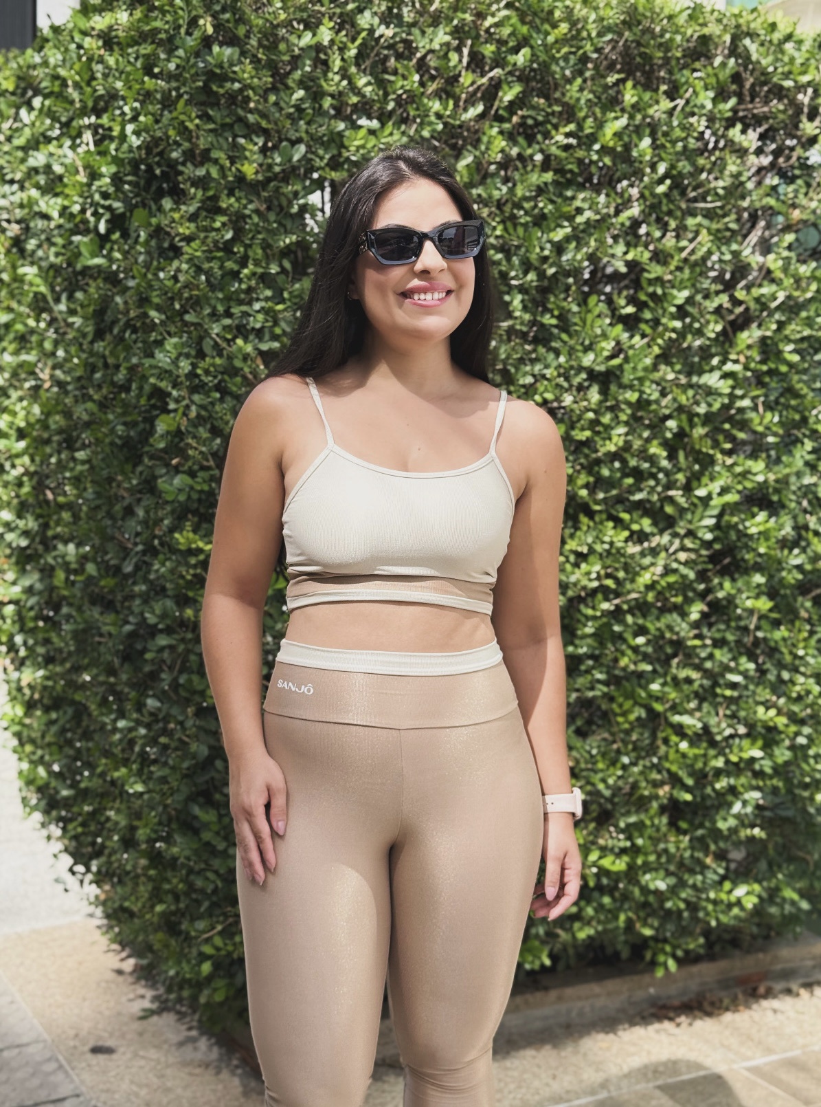 Conjunto Yasmin Bicolor Off e Cappuccino Tam Único Compressão - Imagem 4