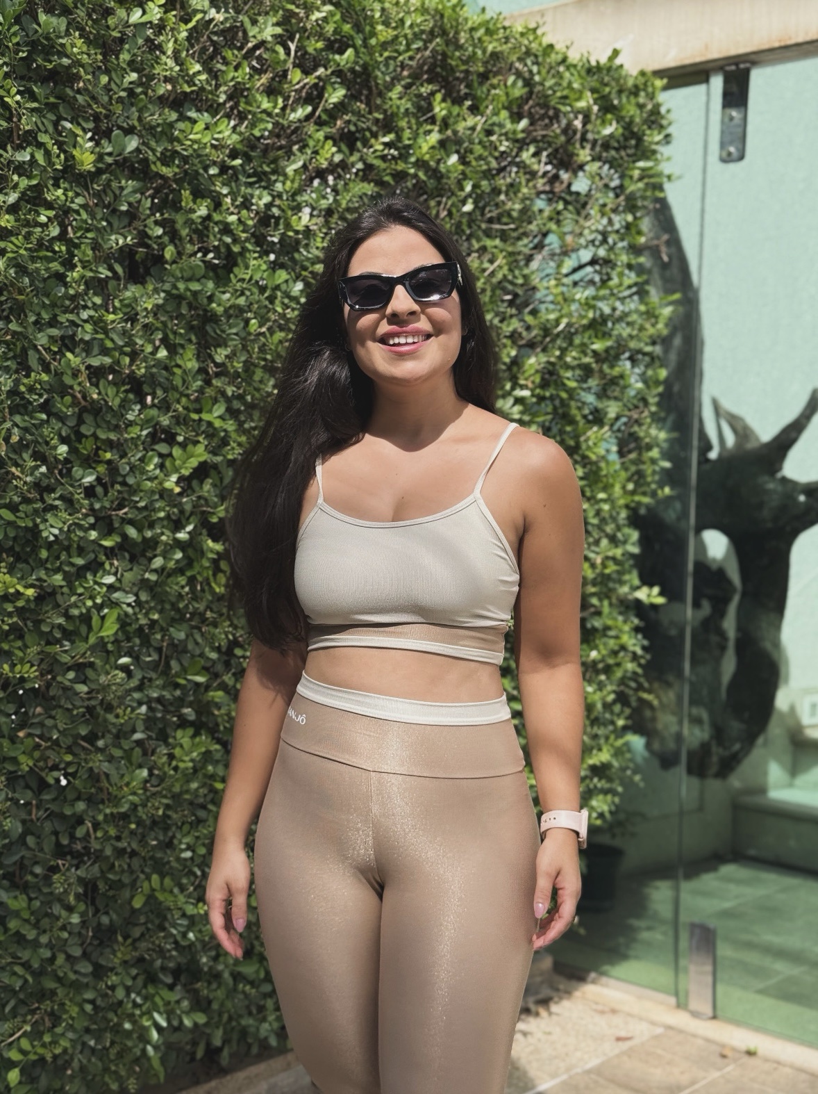 Conjunto Yasmin Bicolor Off e Cappuccino Tam Único Compressão - Imagem 6