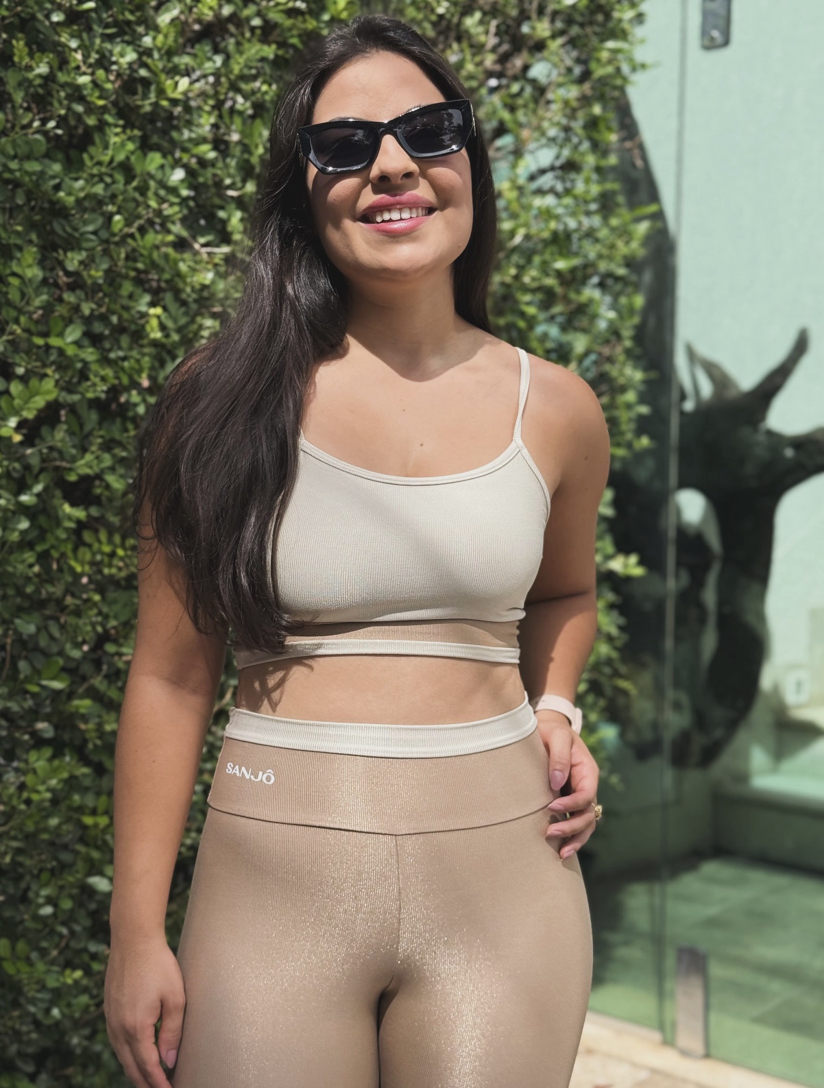 Conjunto Yasmin Bicolor Off e Cappuccino Tam Único Compressão - Imagem 10