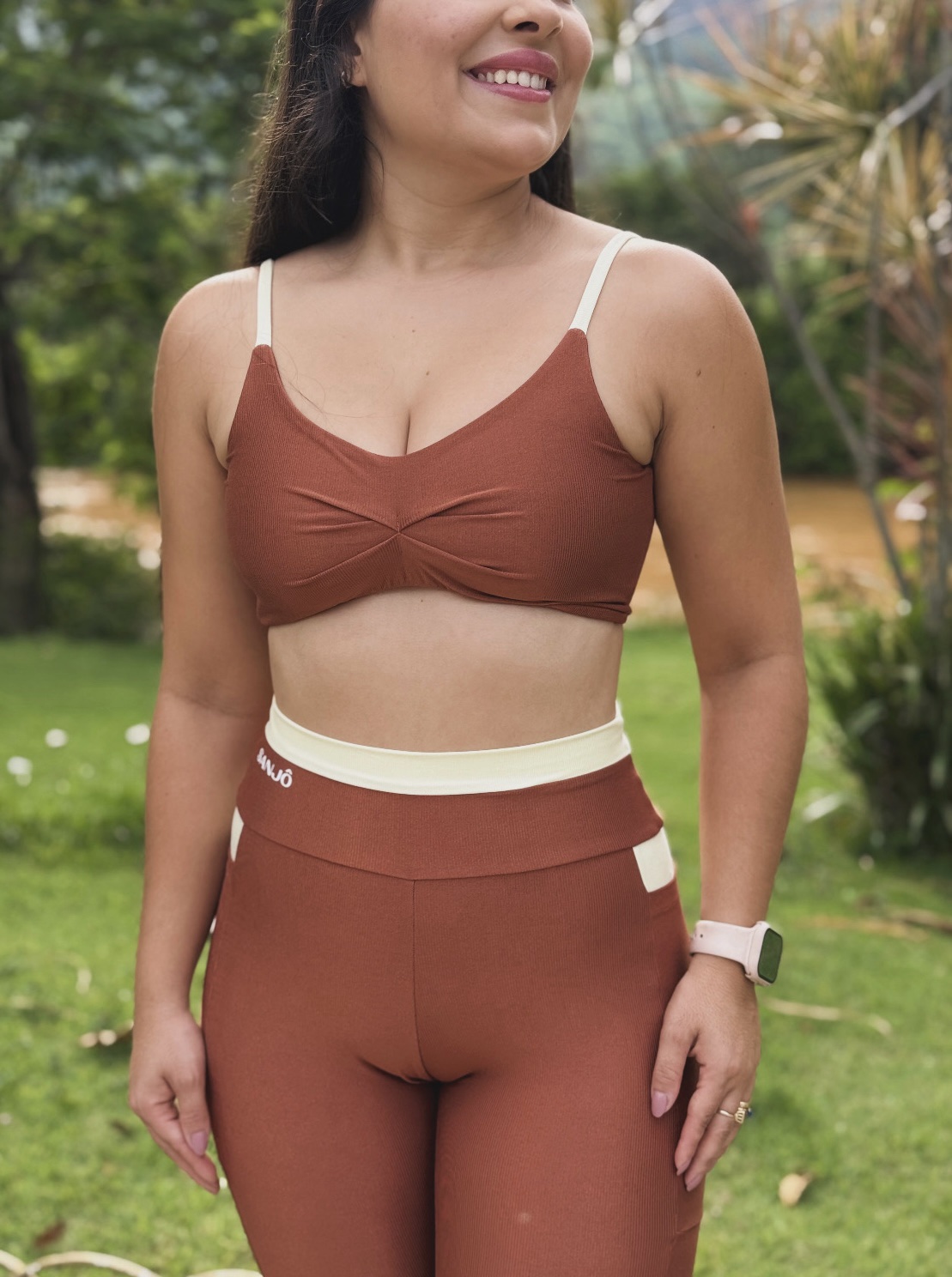 Conjunto Lara com Bolso Doce de Leite e Amarelo Manteiga Tam Único Compressão - Imagem 3