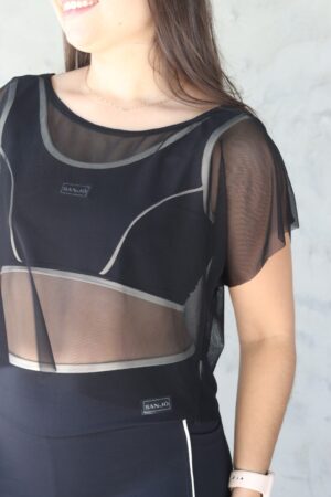 Cropped Tule Preto