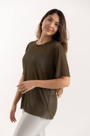Blusa Tule Verde Musgo Tam Único