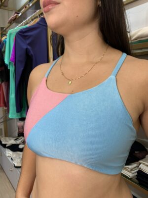 Top Bicolor Azul c/ Rosa