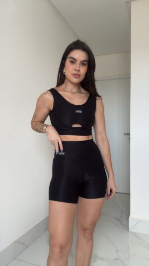 Short Preto Canelado
