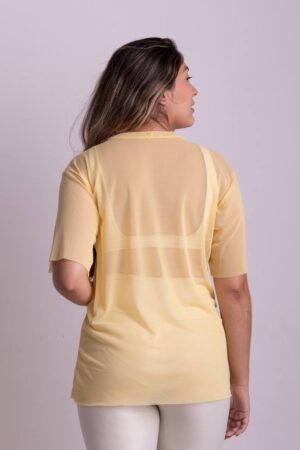 Blusa Tule Amarelo Manteiga Tam Único