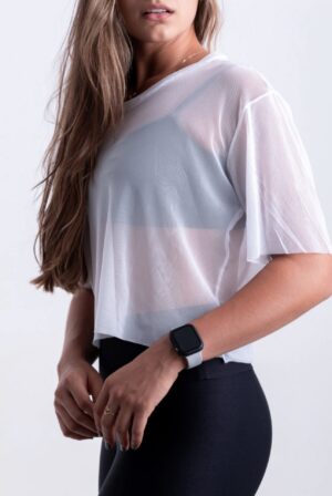 Cropped Tule Branco Tam Único
