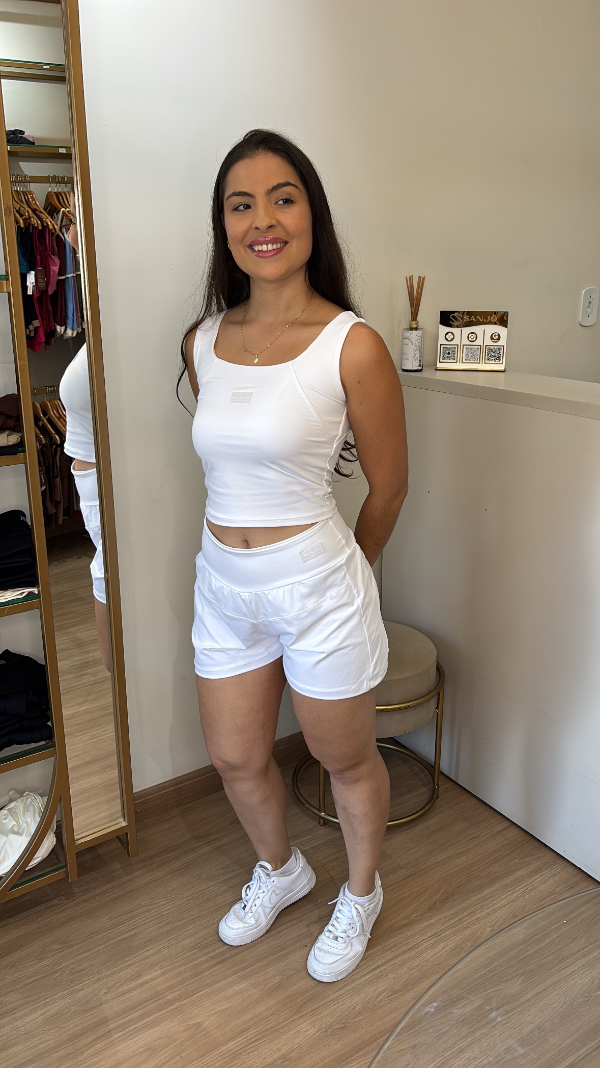 Conjunto Short Duplo e Regata Branco - Imagem 4