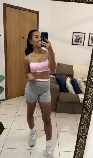 Conjunto de Short Lais Rosa e Cinza