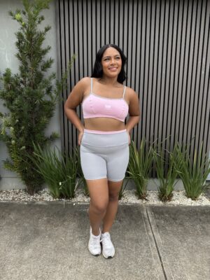 Conjunto de Short Lais Rosa e Cinza