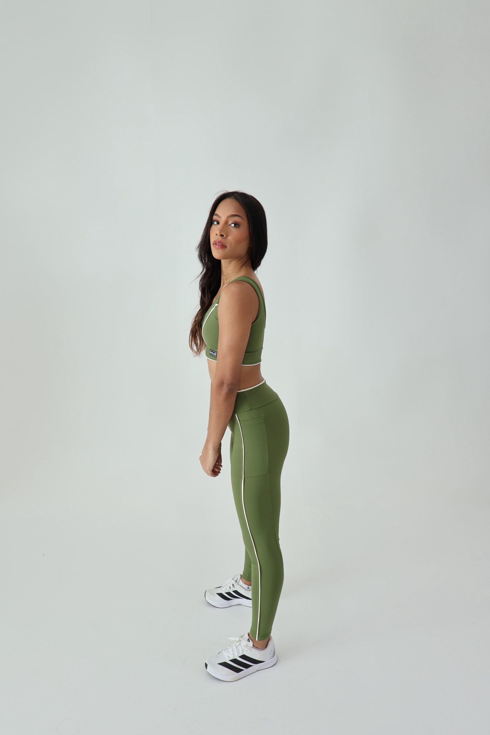Legging Run Verde Militar com Creme - Imagem 4